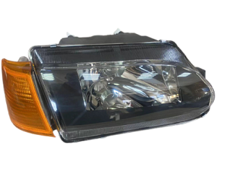 Блок фара 2114 правая желтый указатель под БОШ черный корпус и маска прозрачное стекло (ML118)