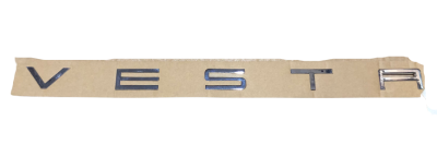 Эмблема V E S T A ХРОМ задняя на трафарете шрифт порше